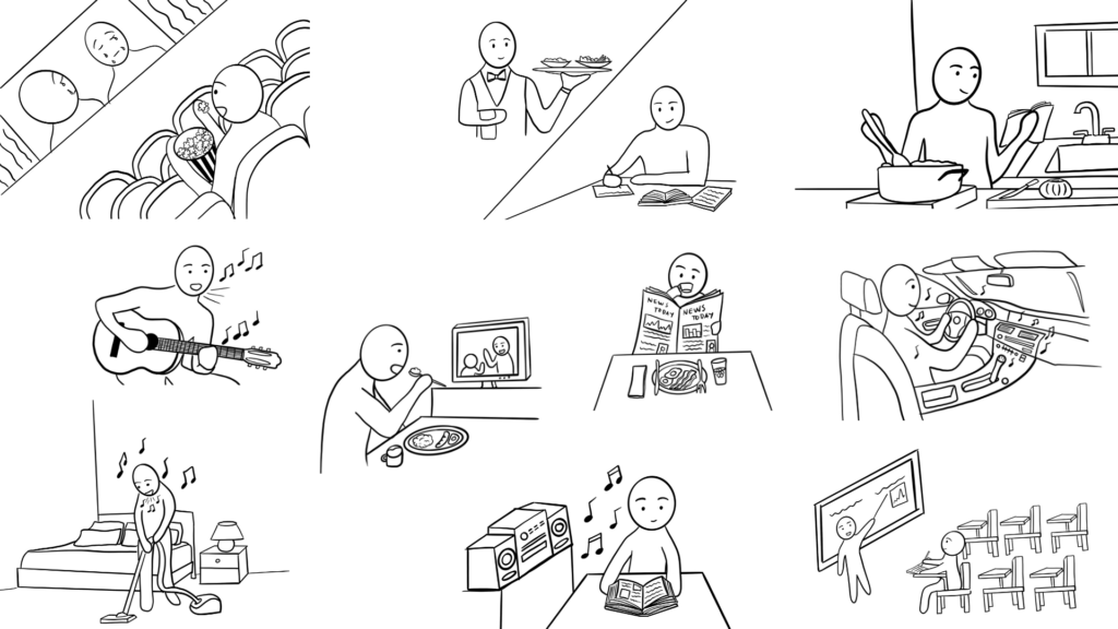 【日本語絵カード】「〜ながら」のイラストまとめ