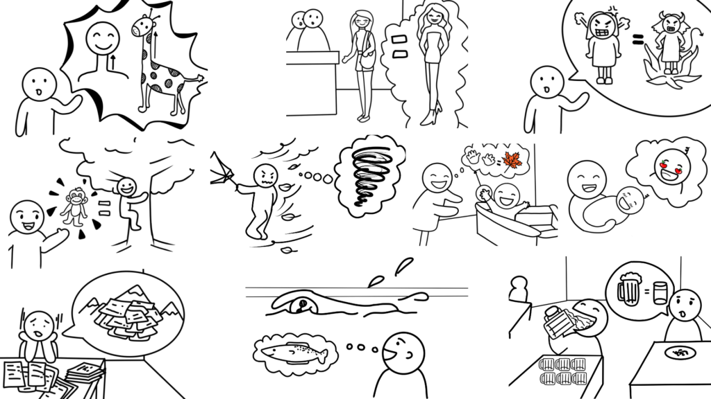 【日本語絵カード】「（まるで）〜ようだ / みたいだ（比喩）」のイラストまとめ