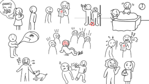 【日本語絵カード】「〜られる(直接受身)」のイラストまとめ